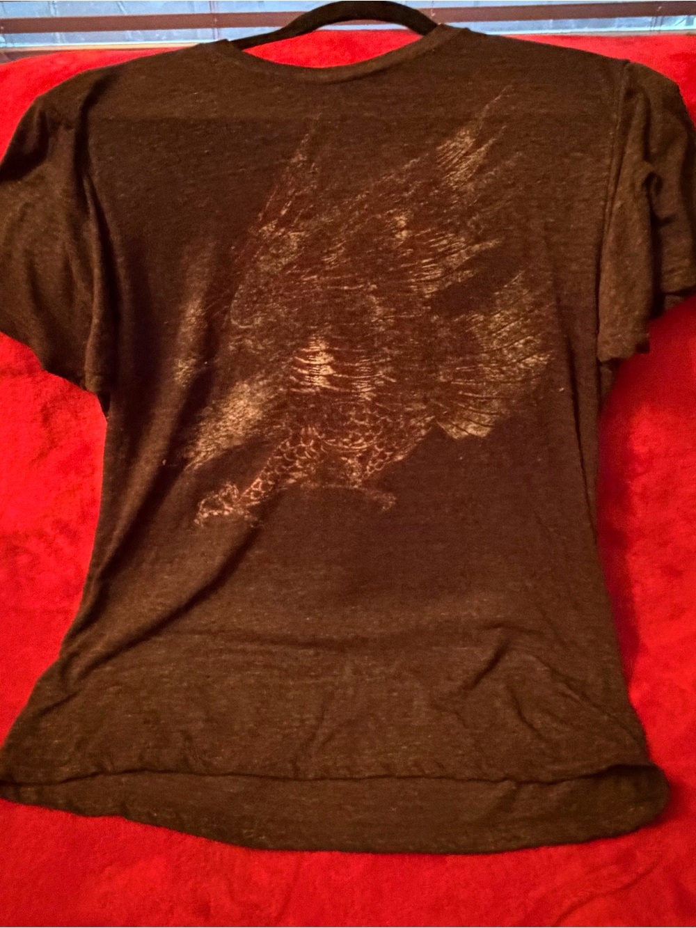 Men's Black Short-Sleeve Tee with Faded Eagle Graphic
